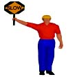 Graphic of a construction worker holding a sign