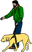 Graphic of a pedestrian with a guide dog