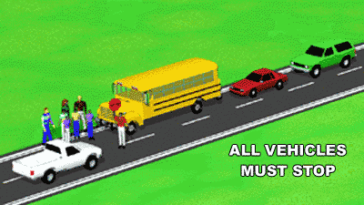 Diagram showing vehicles stopped for a school bus.